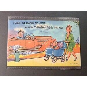 VTG Scram! I’ve Learned My Lesson.. Woman W/Baby Annoyed Postcard Ephemera